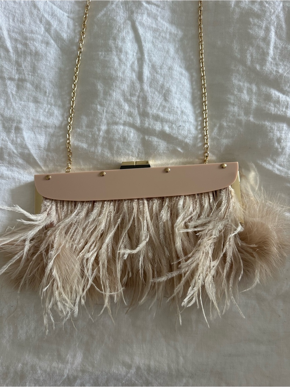 BCBG Dusty Pink Feather Clutch